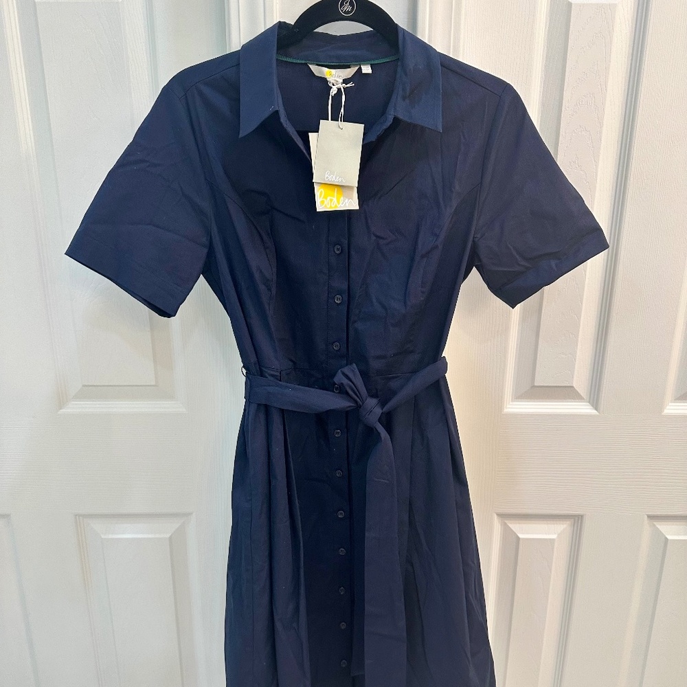 Boden Anastasia Shirt Dress Navy Blue